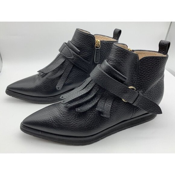 Lella Baldi Black Fringe Leather Ankle Boots EUR 36 US 5.5 - 6  Made in Italy - Picture 1 of 9